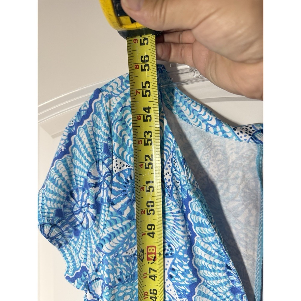 Lilly Pulitzer Solsana Maxi Dress Womens Medium Blue Shell Print UPF 50+ Knit - Picture 9 of 10